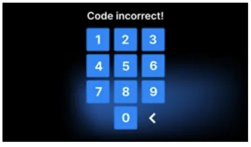 enbio incorrect code screen graphic