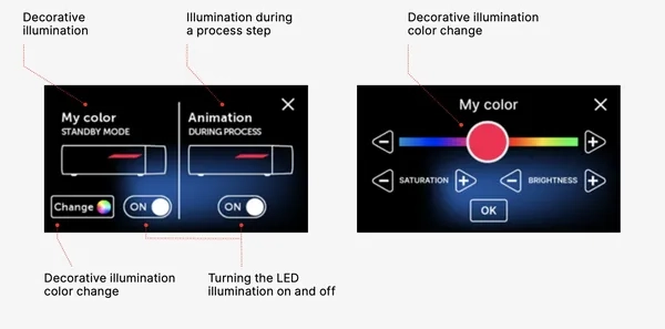 enbio led light selection screen graphic