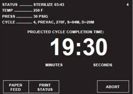 steris amsco v116 270°F prevac cycle sterilize screen graphic 