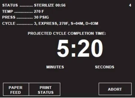 steris amsco v116 expres cycle sterilize mode graphic 