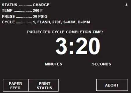 steris amsco v116 flash cycle charge screen graphic 