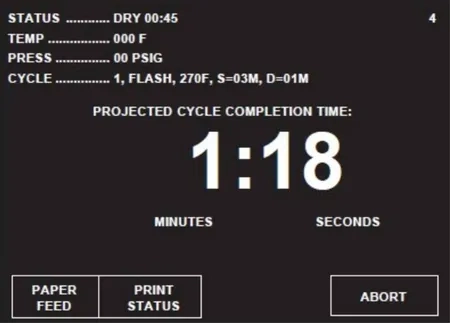 steris amsco v116 flash cycle dry phase screen graphic 