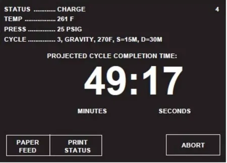 steris amsco v116 gravity cycle charge screen graphic 