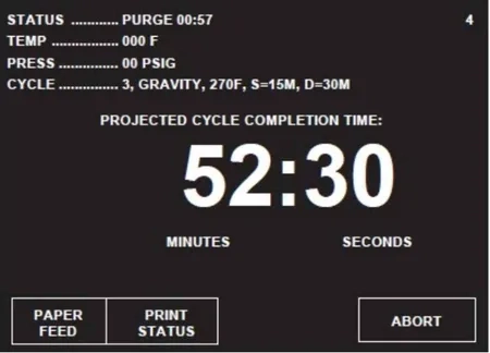 steris amsco v116 gravity cycle purge screen graphic 