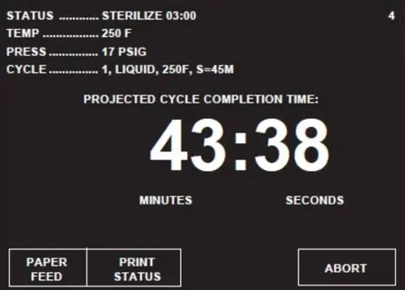 This is the Steris Amsco liquid cycle sterilize screen