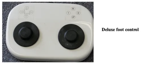 This is the deluxe foot control on the Flight A6 Radius Package Operatory