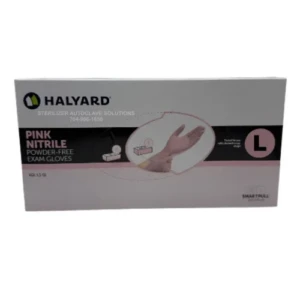 Single box of 100 Large Halyard Pink Powder Free Nitrile Exam Gloves 49731