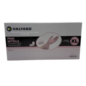 Single box of 100 X-Large Halyard Pink Powder Free Nitrile Exam Gloves 49732