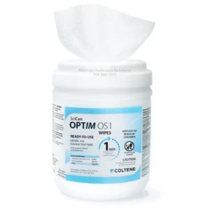 Optim OS1 open container showing a wipe partially pulled out at top.