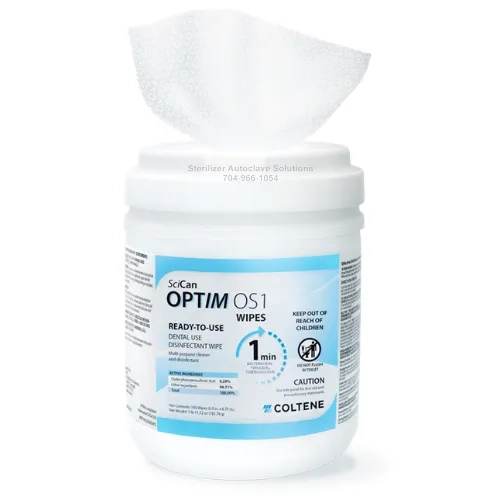 Optim OS1 open container showing a wipe partially pulled out at top.