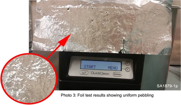 midmark quick clean foil test pebbling graphic 