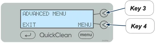 midmark quickclean advanced menu options screen graphic