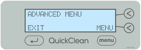 midmark quickclean advanced menu quit screen graphic