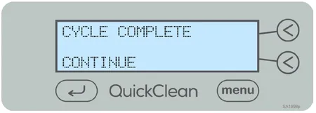midmark quickclean cycle complete screen graphic