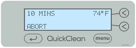 midmark quickclean cycle screen with abort option graphic