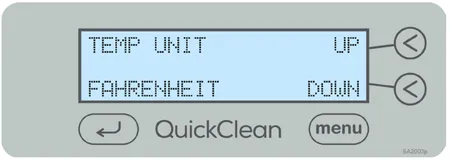 midmark quickclean temperature units setting screen graphic