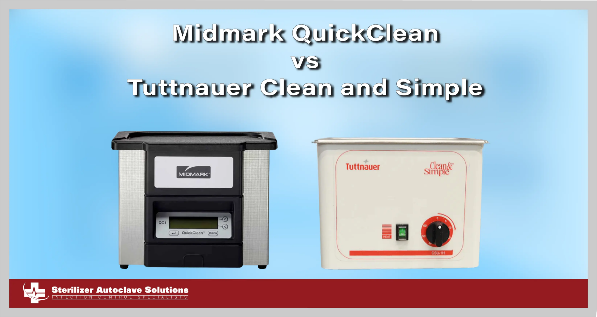 This is a thumbnail for a comparison article of two ultrasonic cleaners