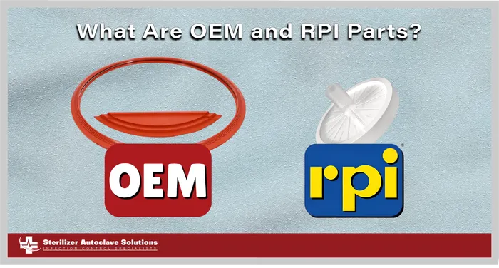 what are oem and rpi parts graphic This is a thumbnail showing the title of the article and two autoclave parts with headings labeling each one